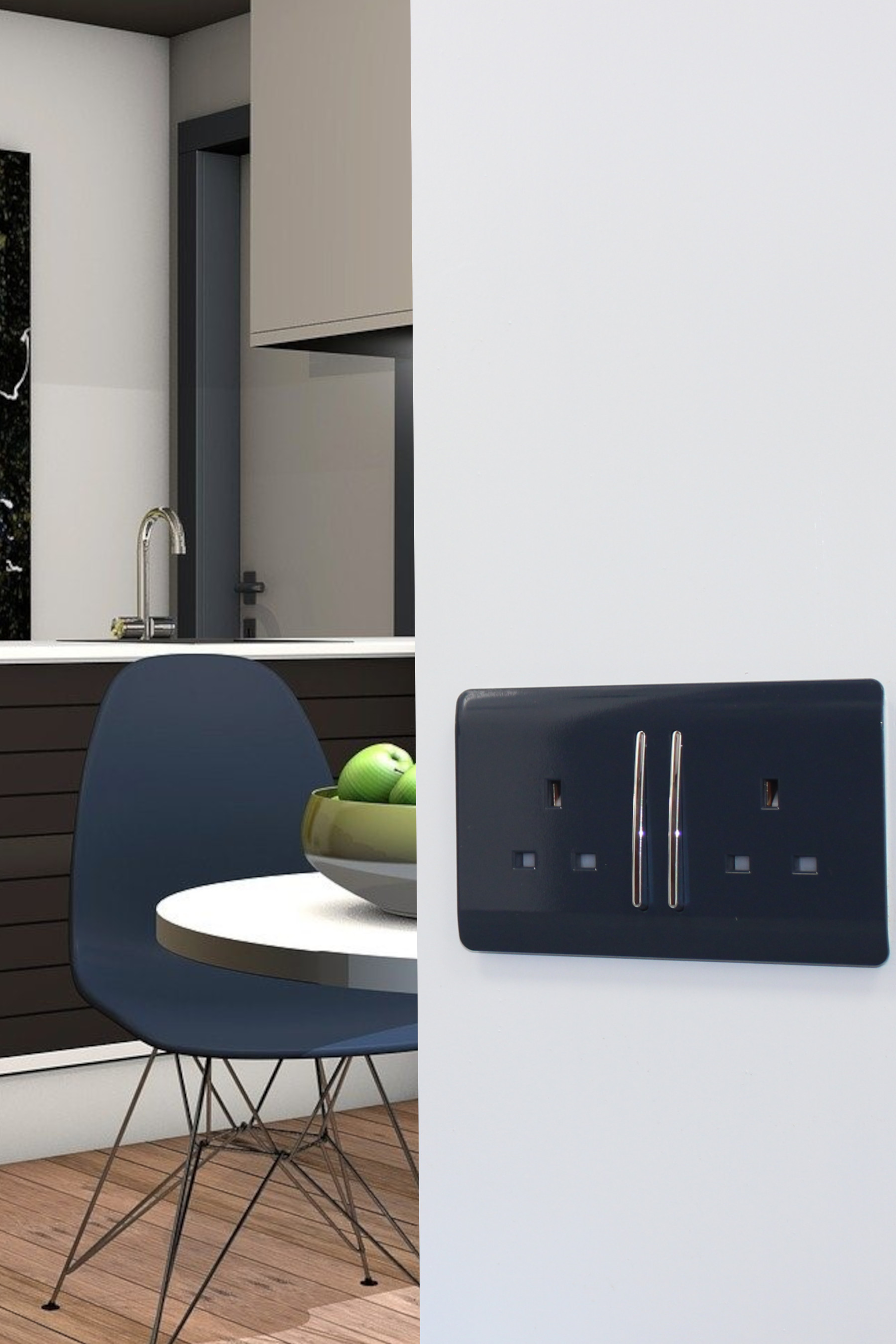 Navy Blue Wiring Accessories Trendi Decorative Screwless